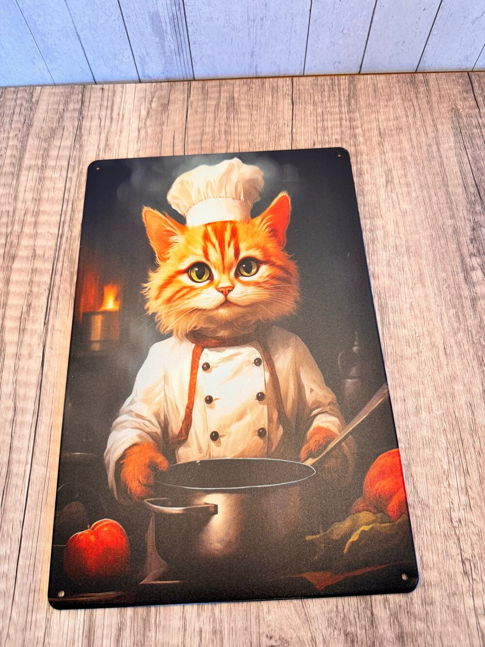 Chef Kitty Metal Sign Cute Cat Chef Cat Metal Home Decor FAST SHIP